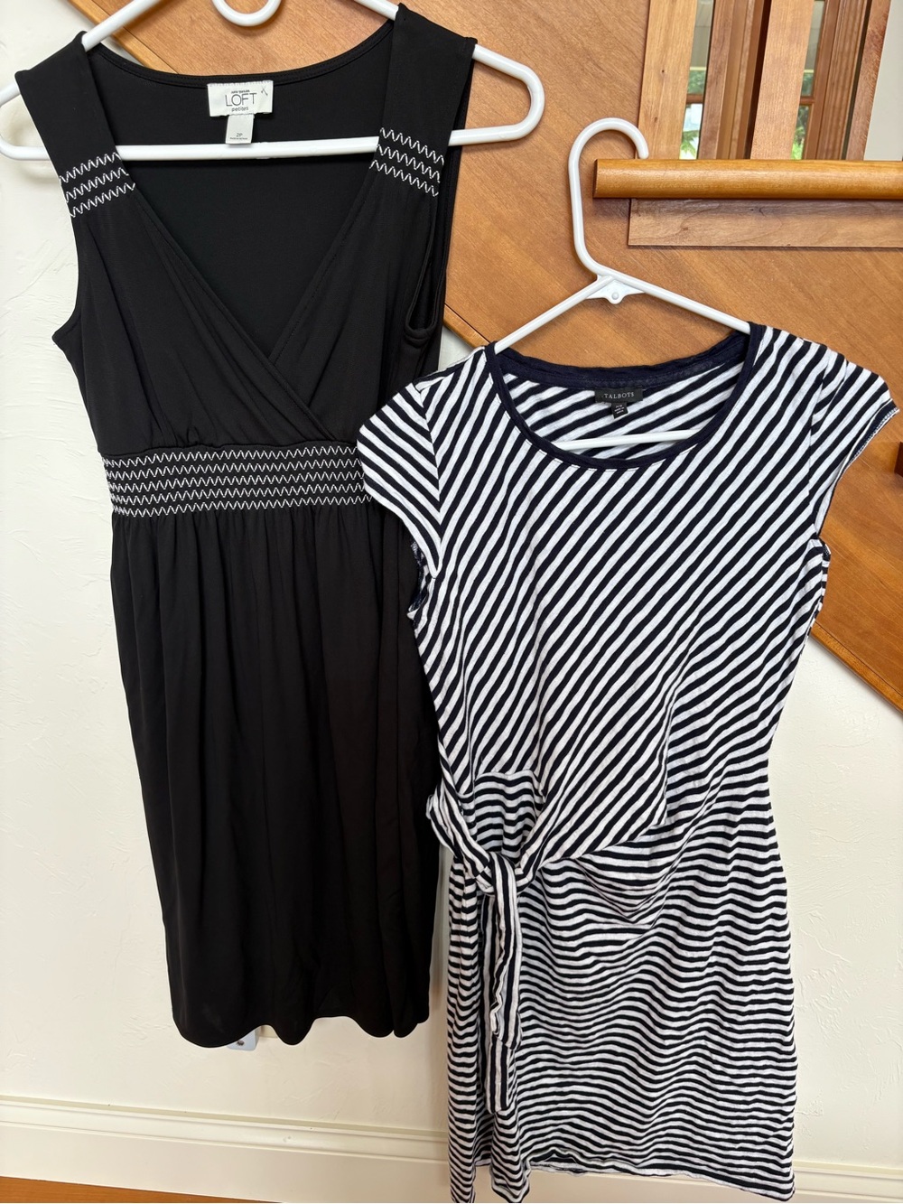 LOFT Black Sleeveless  Midi Dress with Detail and striped Talbots jersey dress